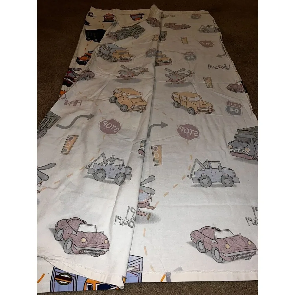 DYR Transportation Cotton Fabric Kids Shower Curtain 72x72 Trucks Cars 🚚‎